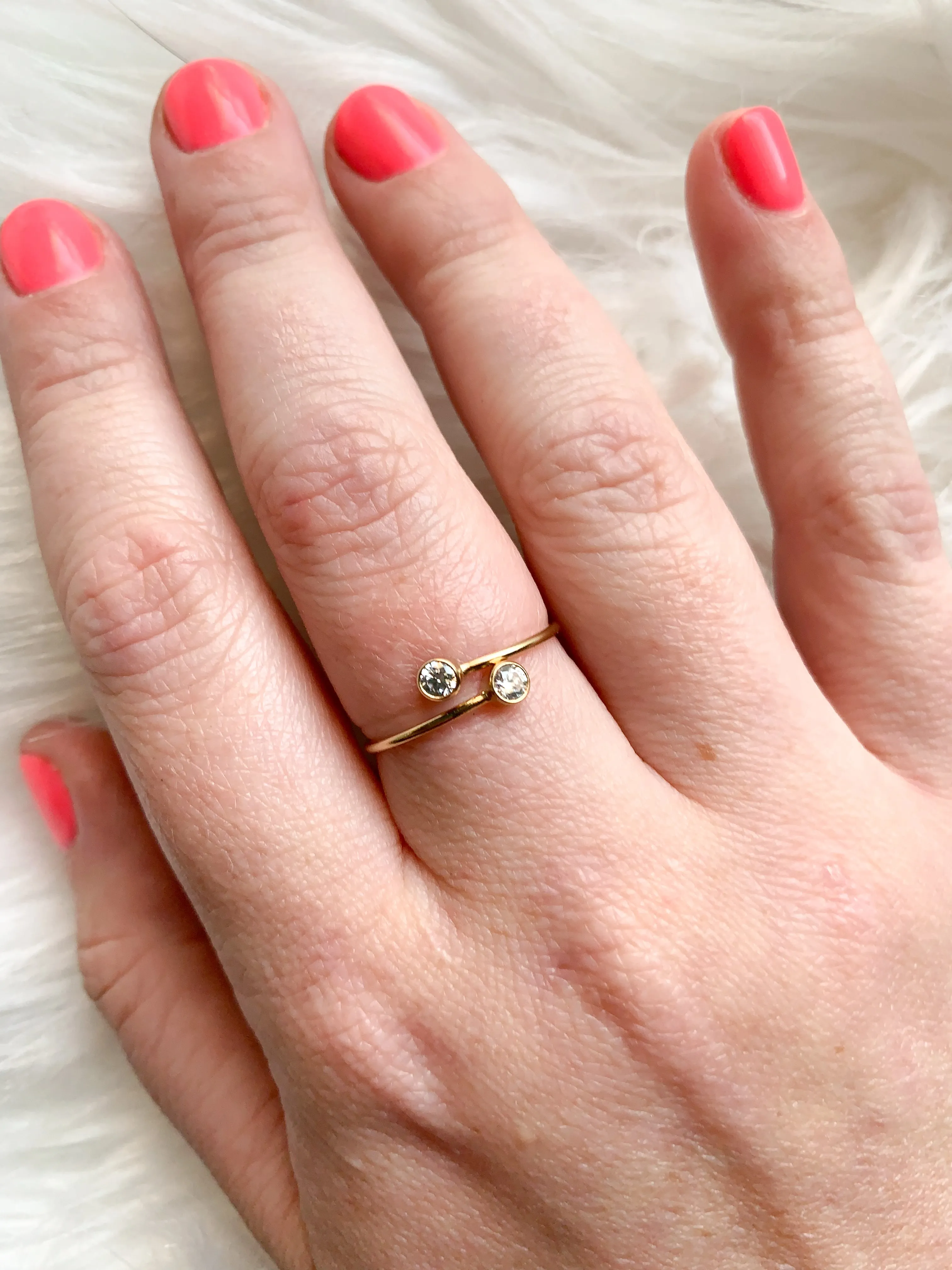 14k Gold-Filled 2 Stone Wire Ring