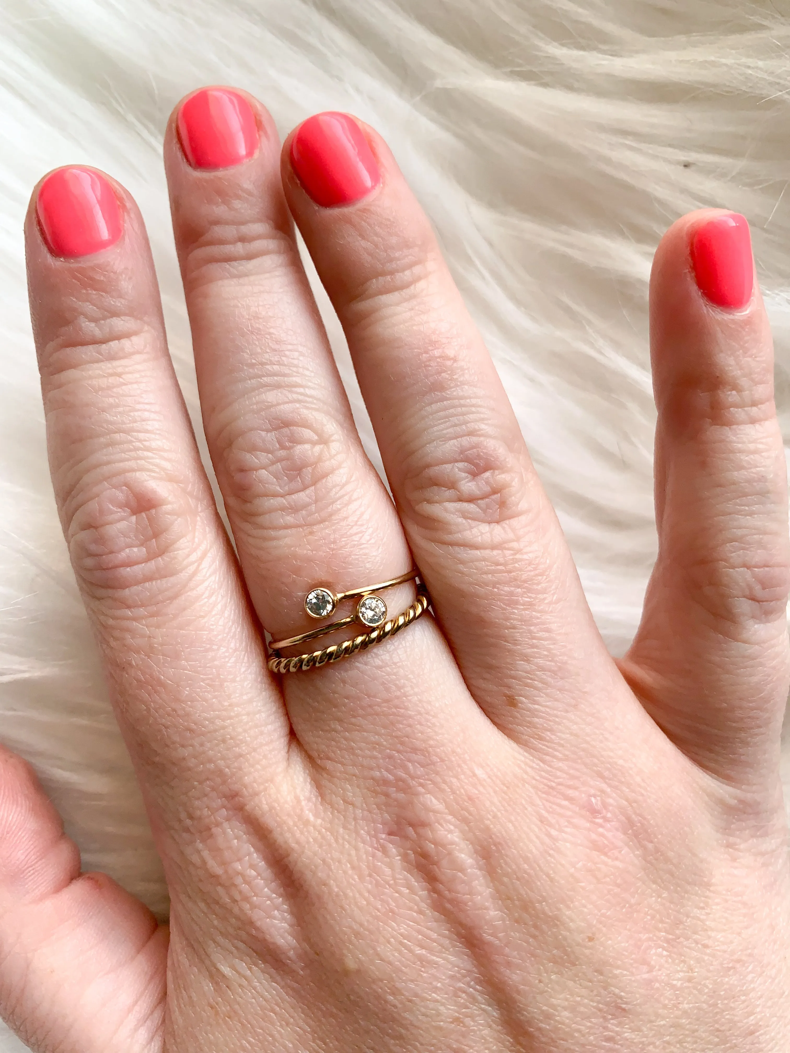 14k Gold-Filled 2 Stone Wire Ring