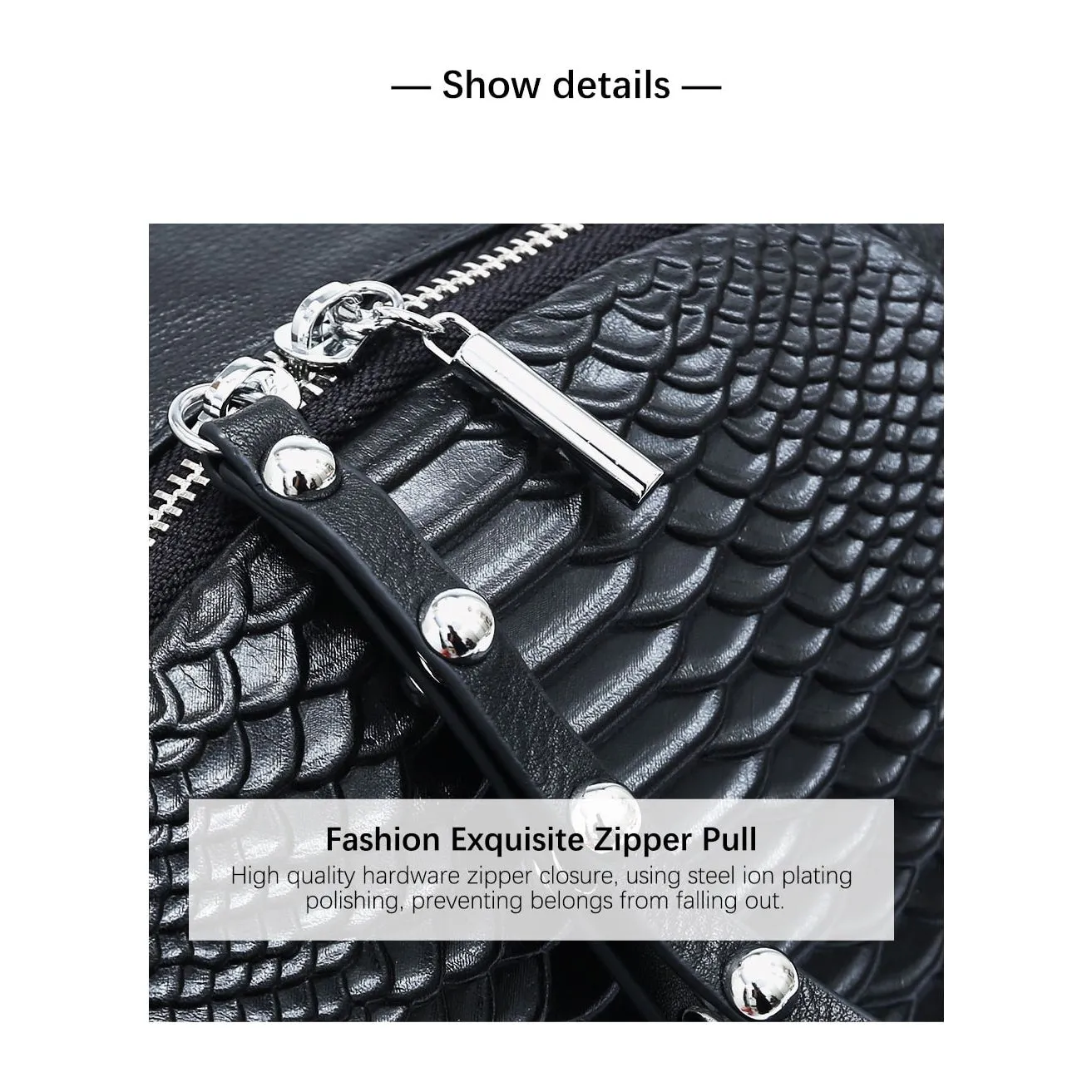 AlliLux Rivet Alligator Leather Travel Rucksack