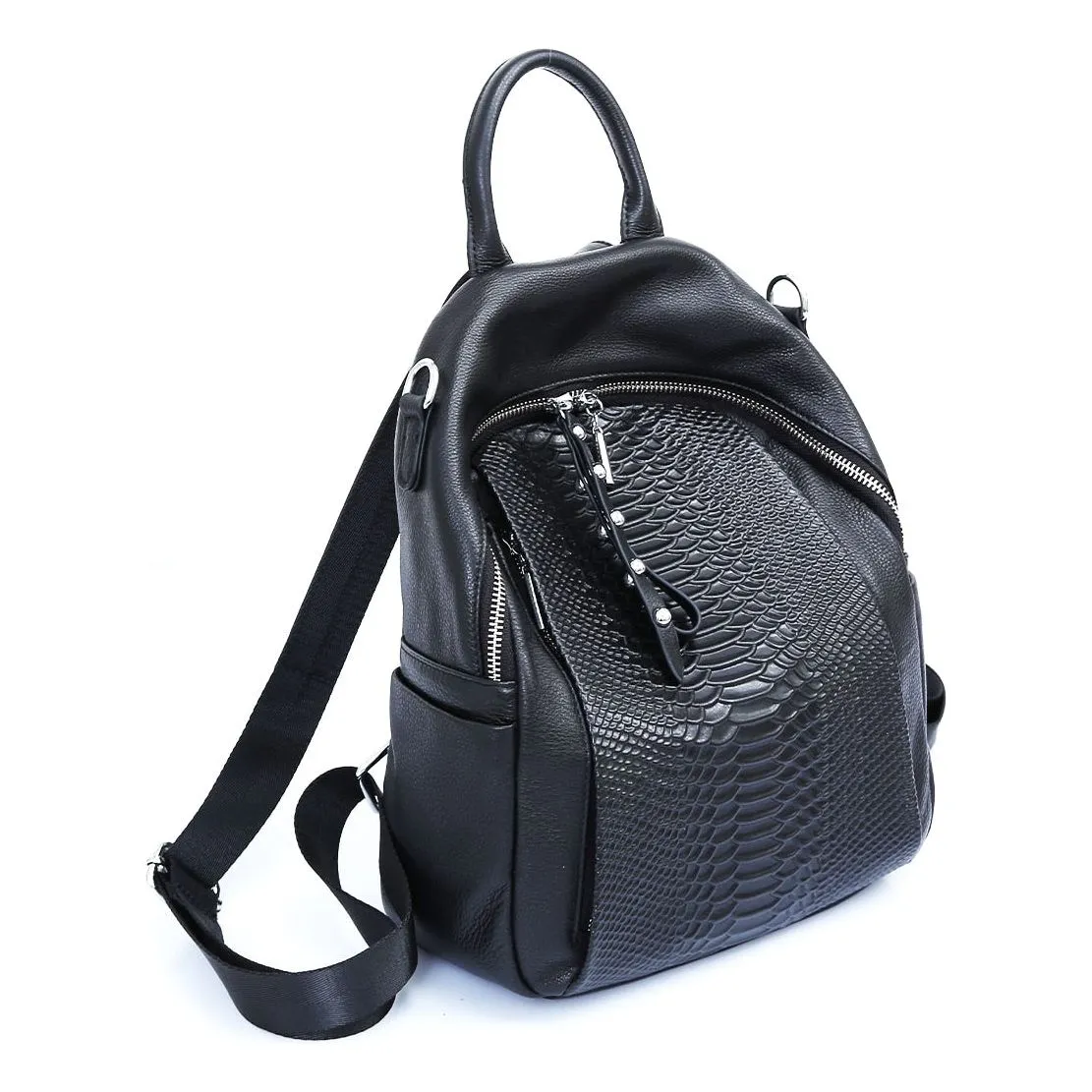 AlliLux Rivet Alligator Leather Travel Rucksack