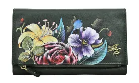 Anuschka Three Fold Clutch Wallet Vintage Floral