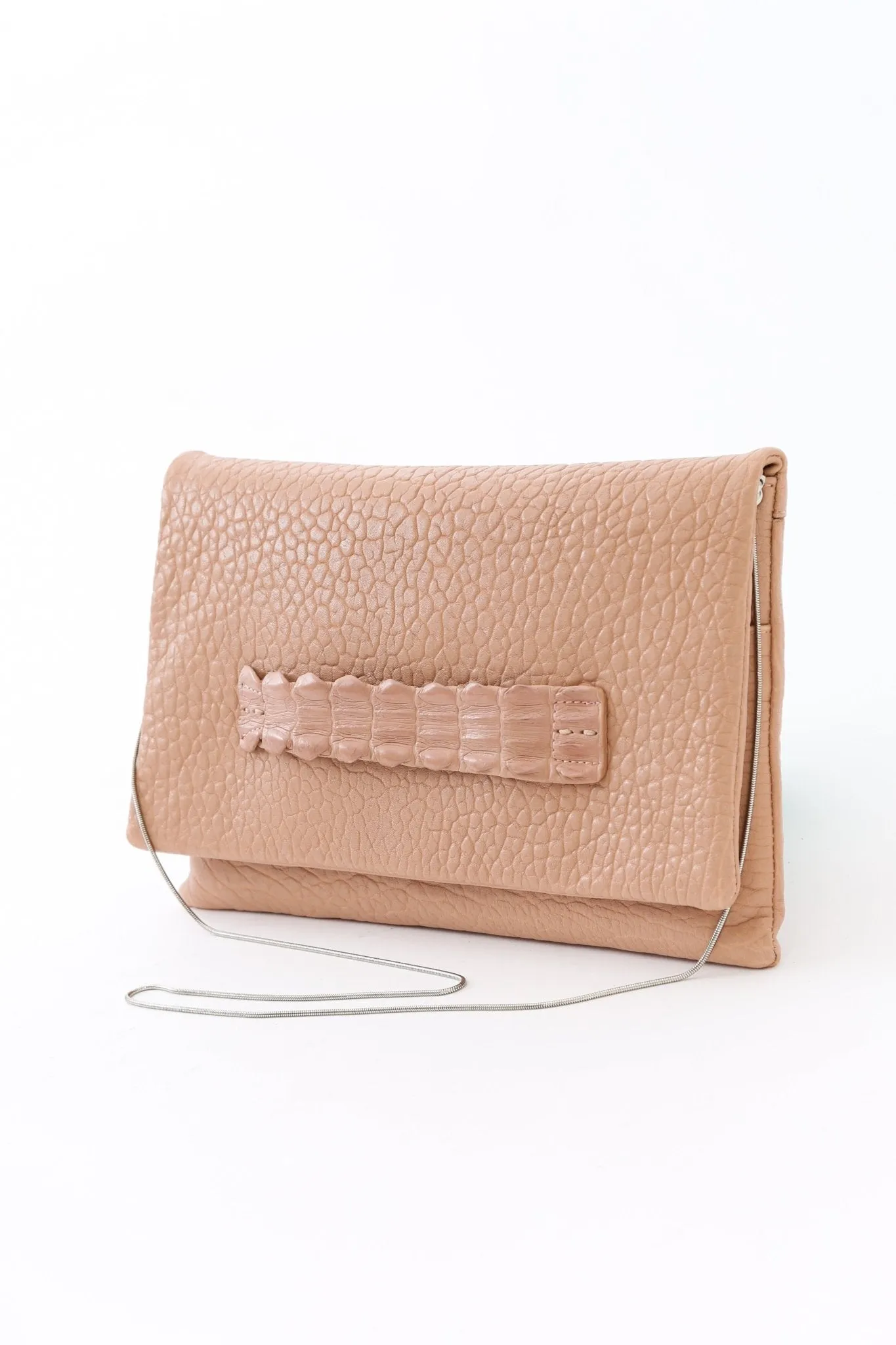 BARLETTA FOLD OVER CLUTCH & HANDBAG IN ITALIAN BLUSH LEATHER