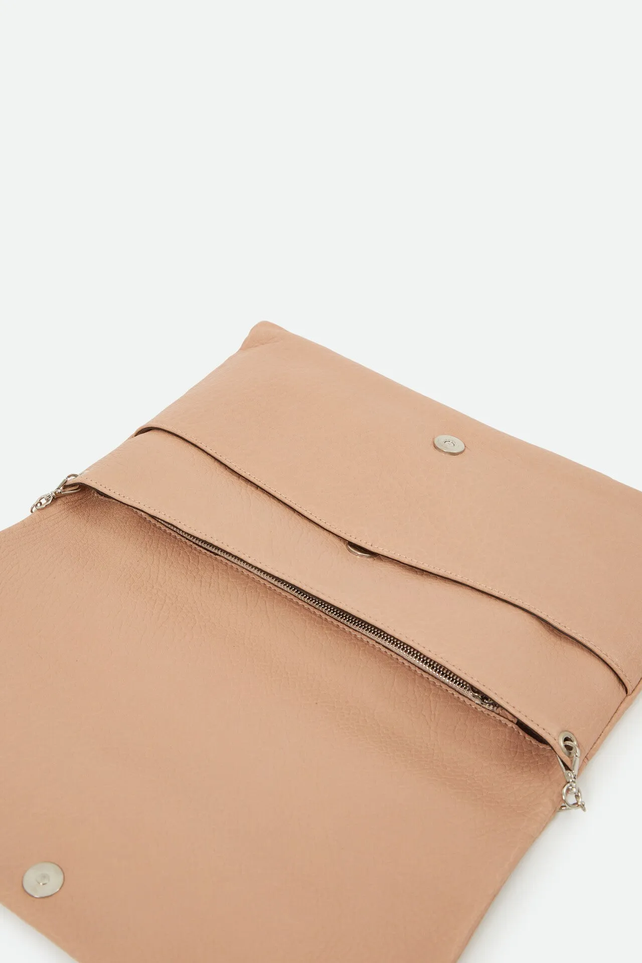 BARLETTA FOLD OVER CLUTCH & HANDBAG IN ITALIAN BLUSH LEATHER