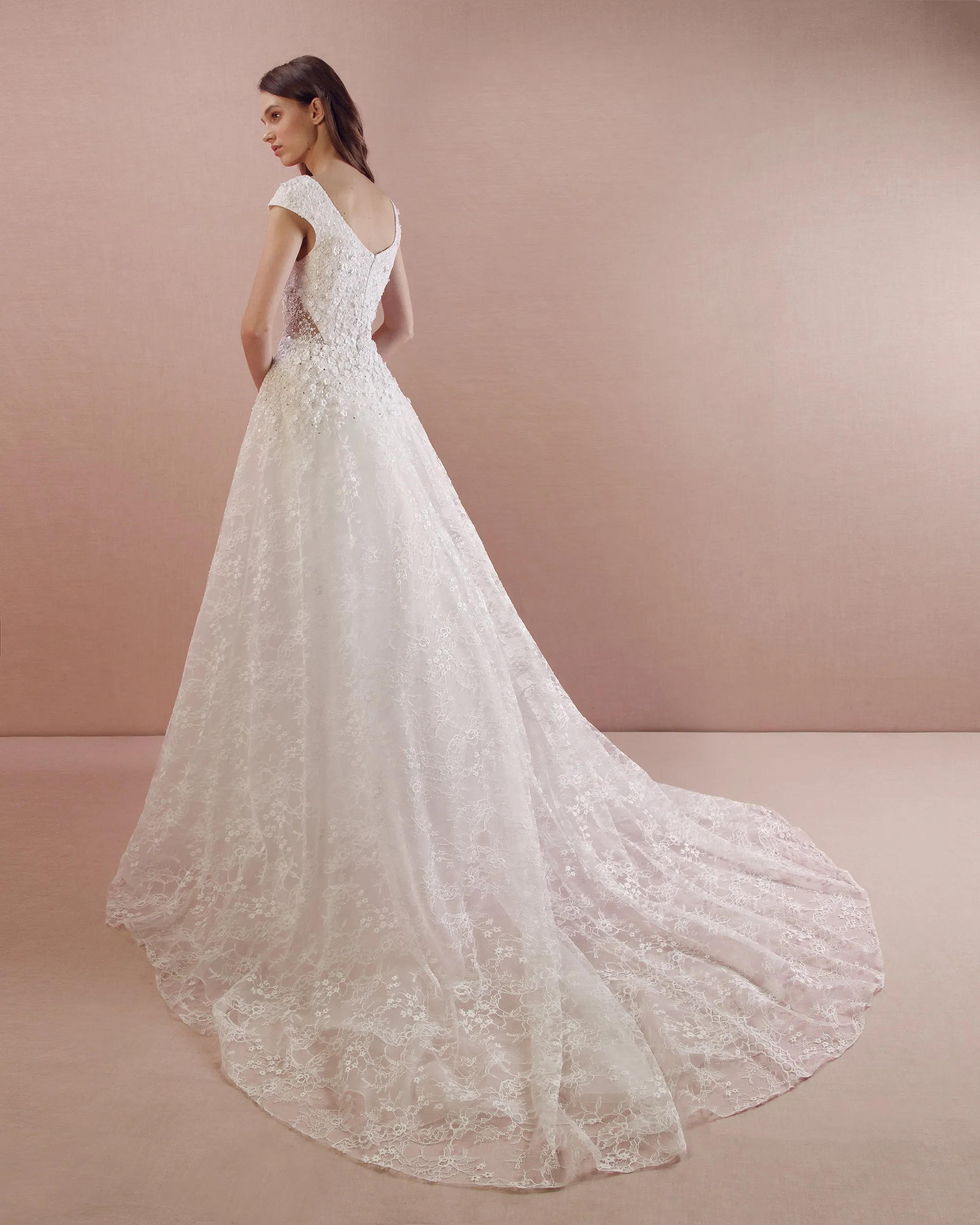 Beaded Round Neck Gown