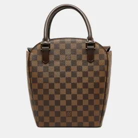 Brown Canvas Damier Ebene Sarria Seau Satchel Bag