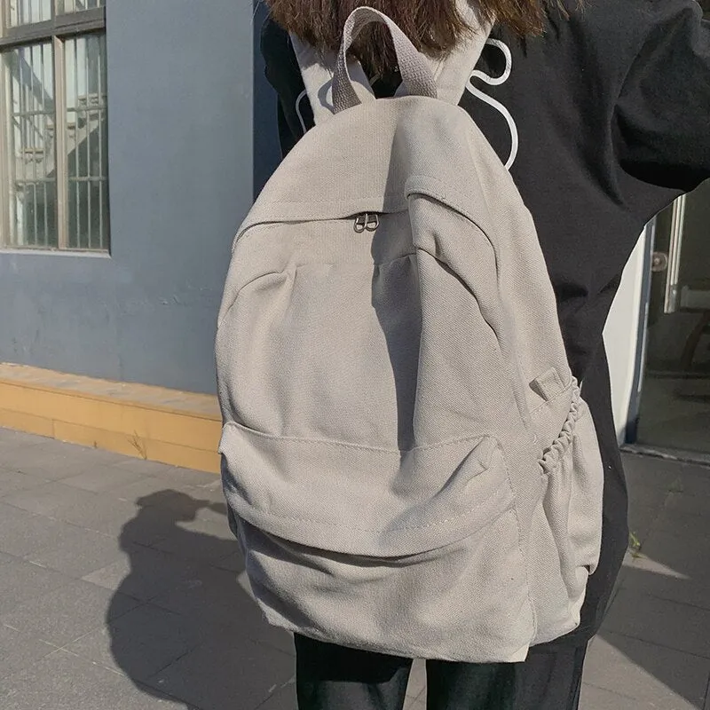 Canvas Casual Women's Backpack NEW Women Travel Fashion High Capacity Men Rucksack Solid Color Backpack Boy Student SchoolBag
