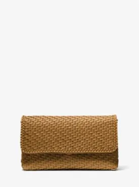 Carole Hand-Woven Leather Foldover Clutch