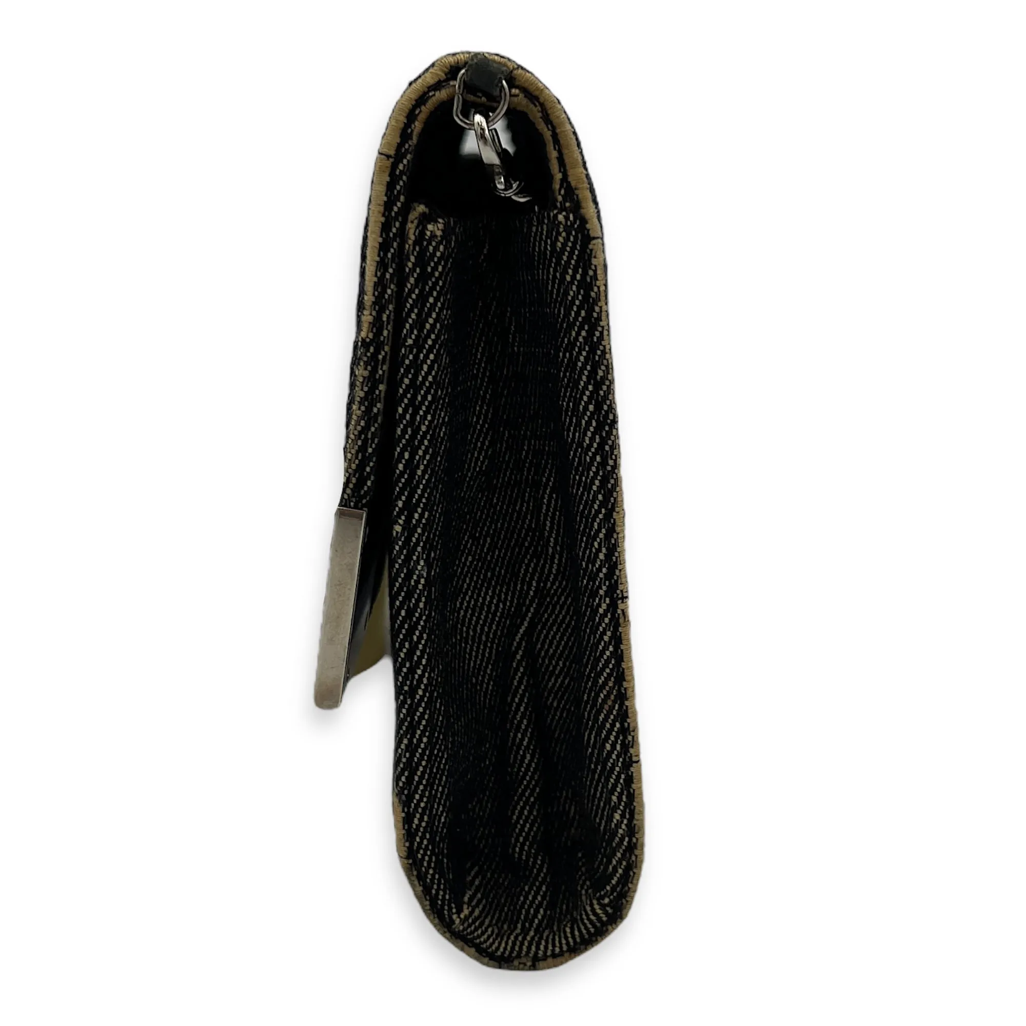 Chocolate Bar Shoulder Bag Brown in Denim, Silver hardware