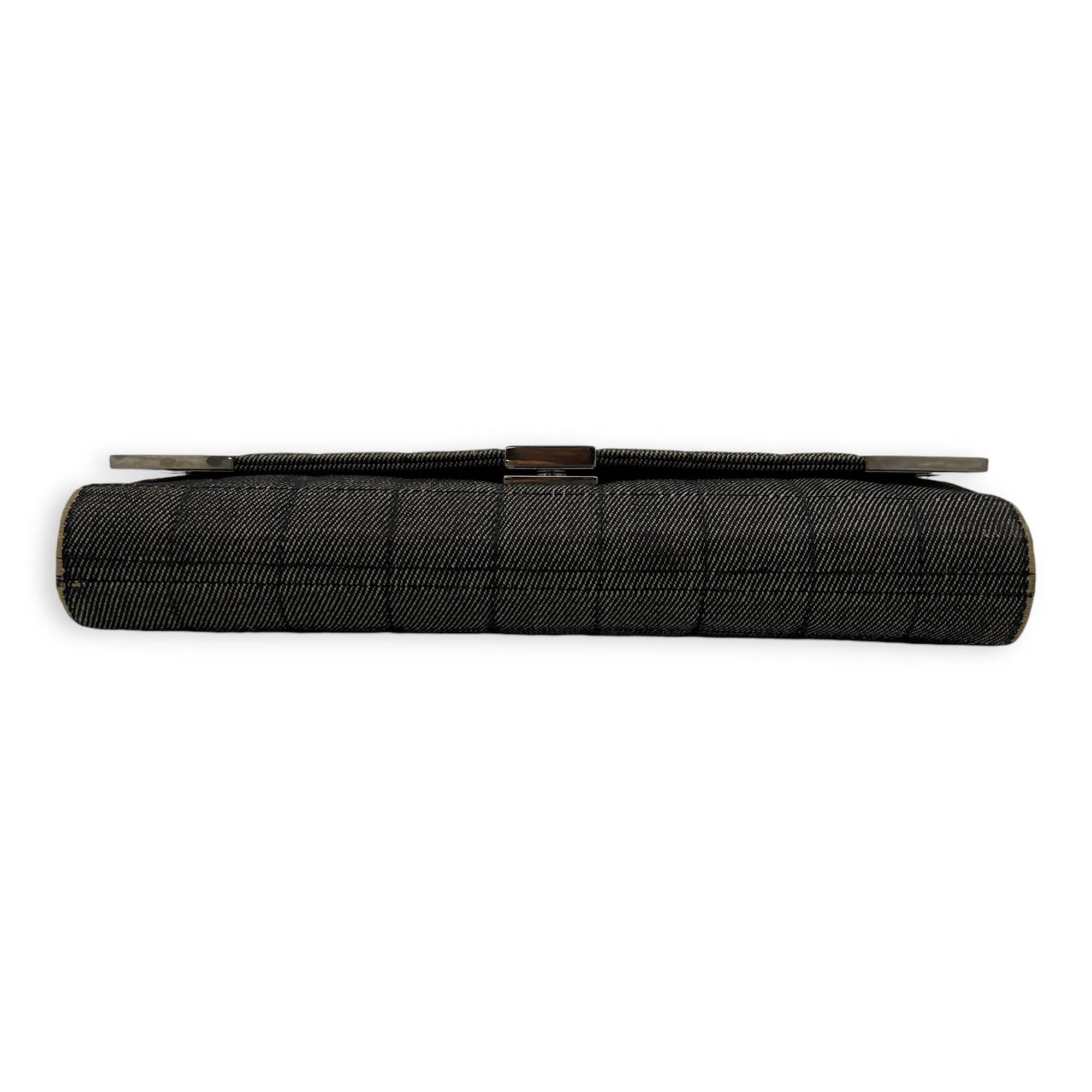 Chocolate Bar Shoulder Bag Brown in Denim, Silver hardware