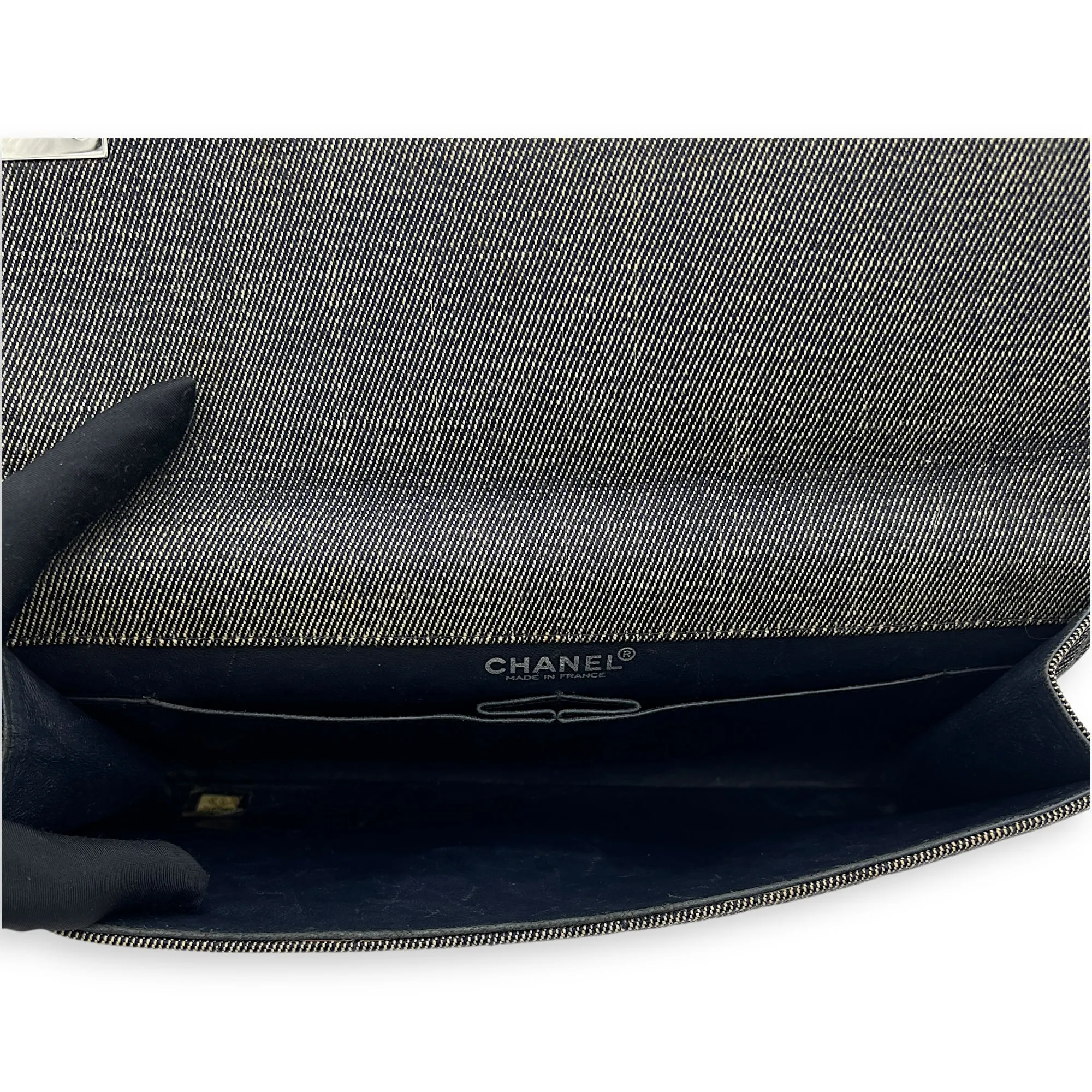 Chocolate Bar Shoulder Bag Brown in Denim, Silver hardware