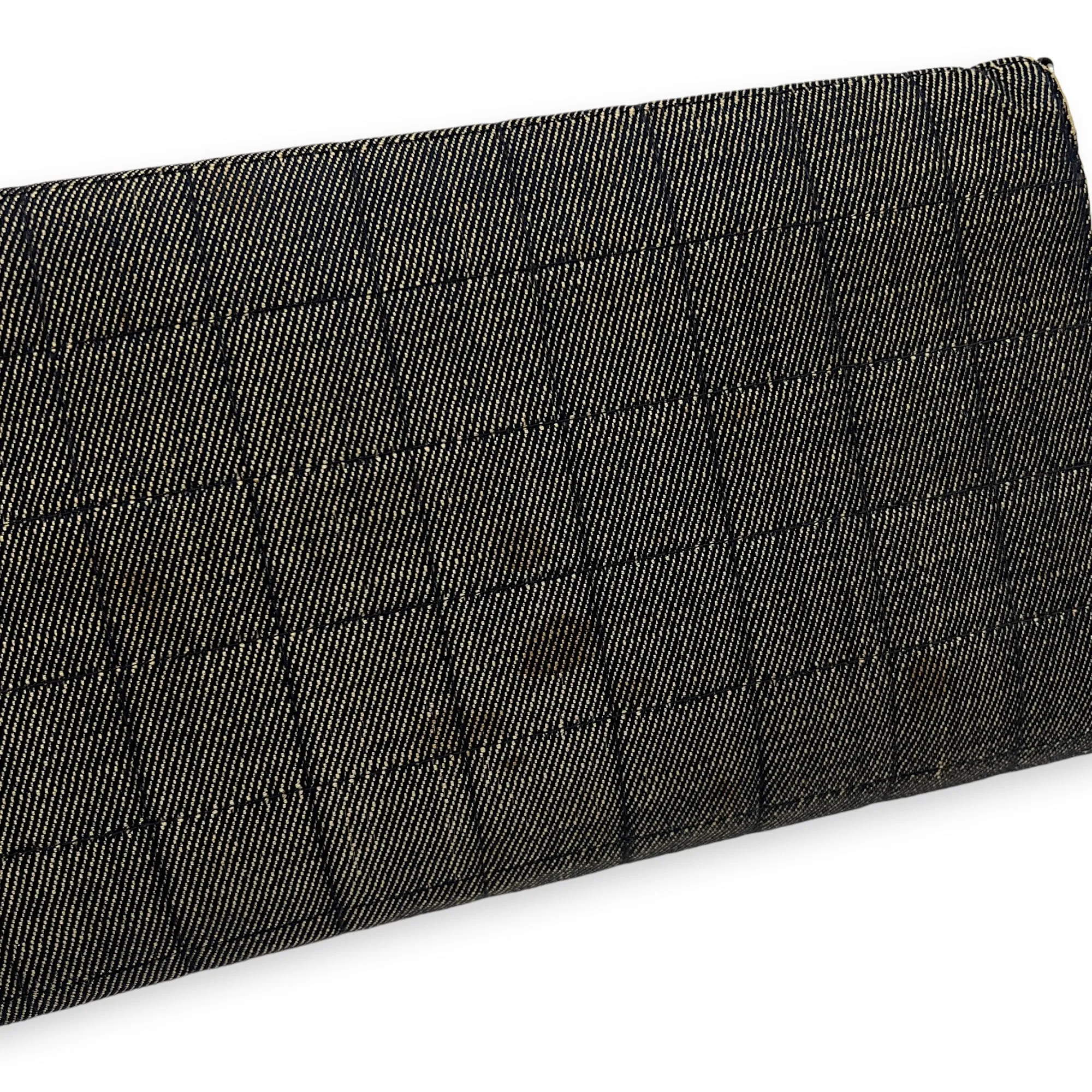 Chocolate Bar Shoulder Bag Brown in Denim, Silver hardware
