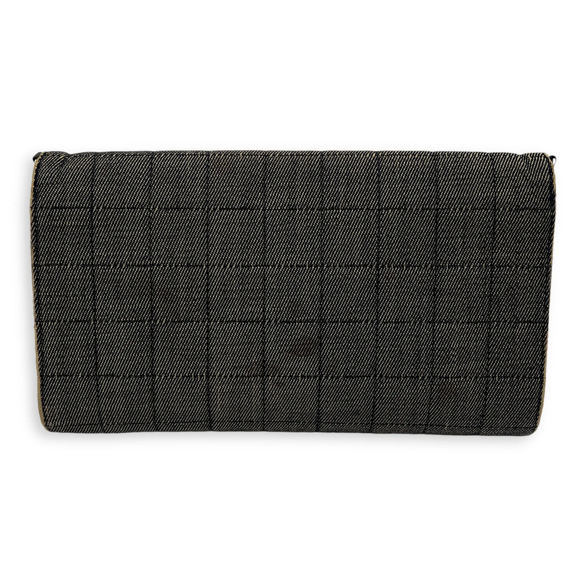 Chocolate Bar Shoulder Bag Brown in Denim, Silver hardware