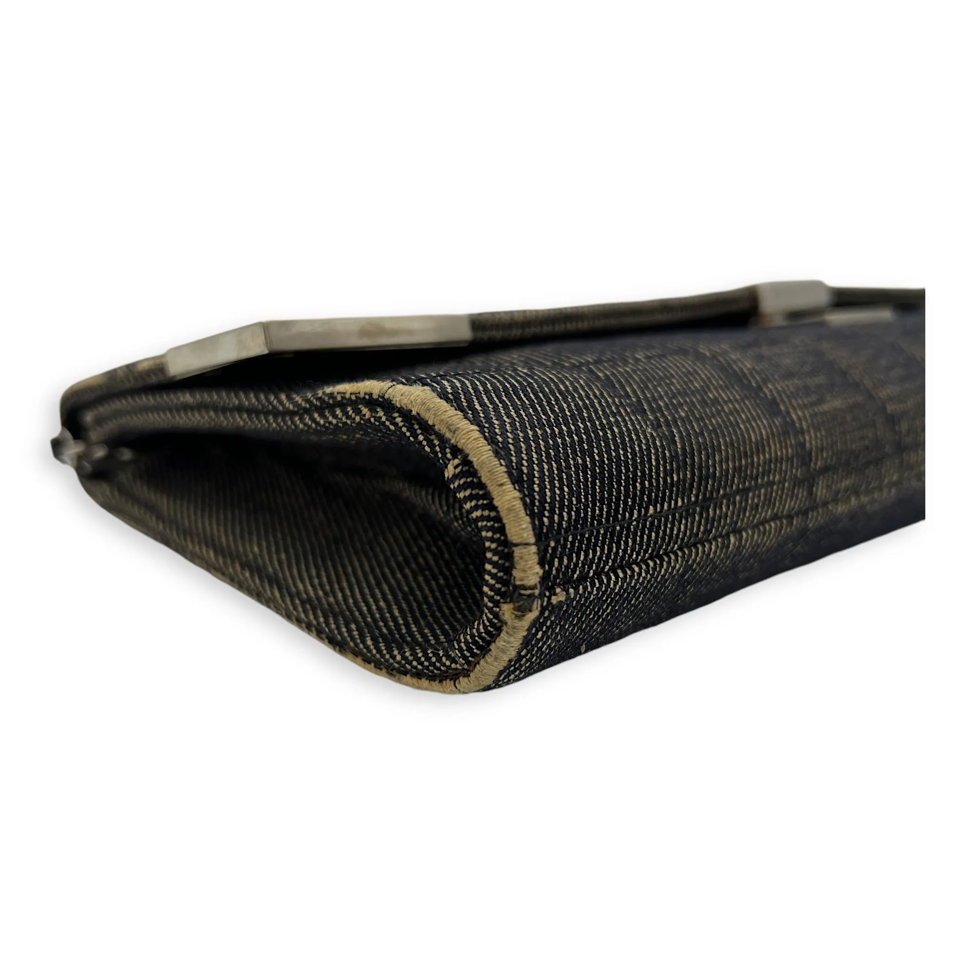 Chocolate Bar Shoulder Bag Brown in Denim, Silver hardware