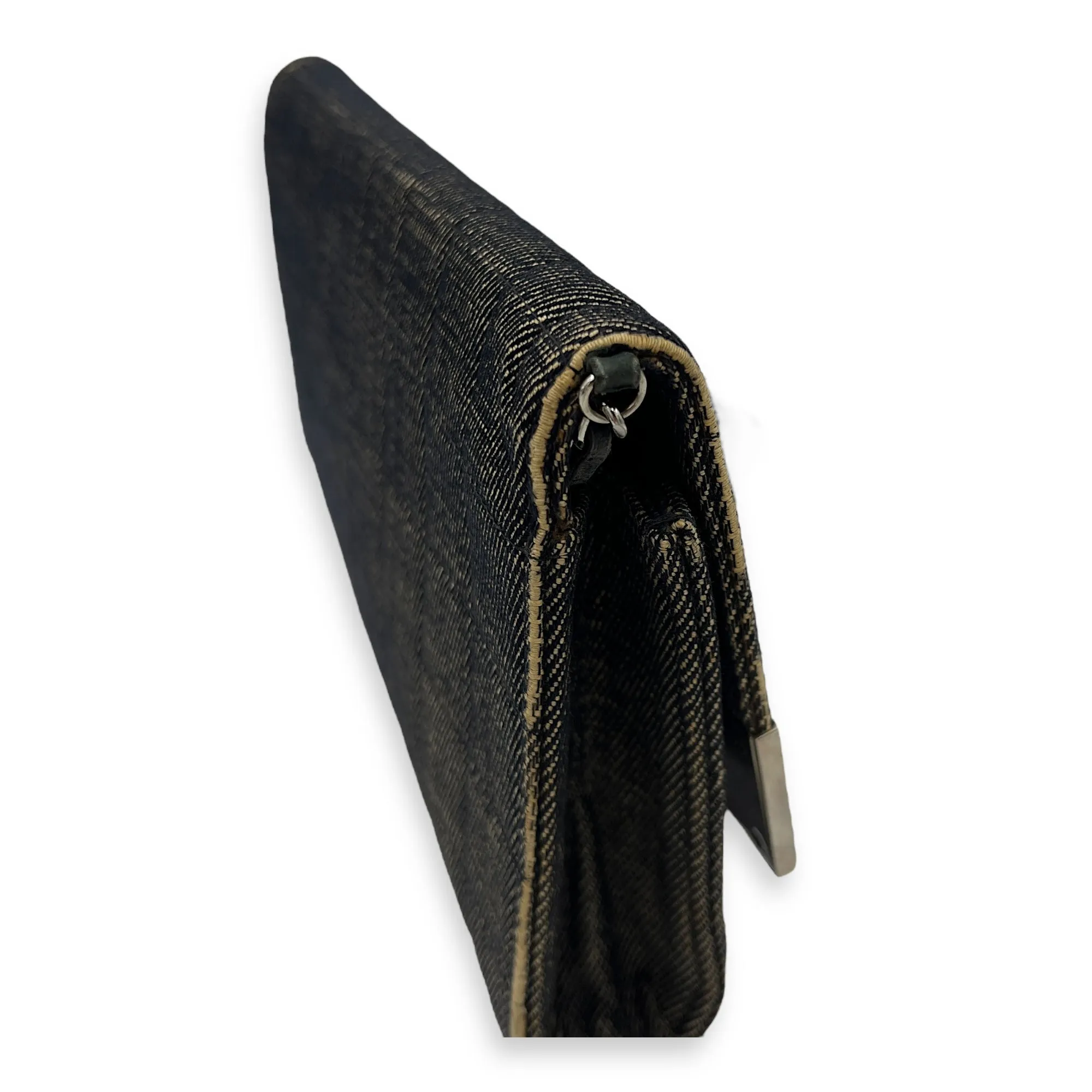 Chocolate Bar Shoulder Bag Brown in Denim, Silver hardware
