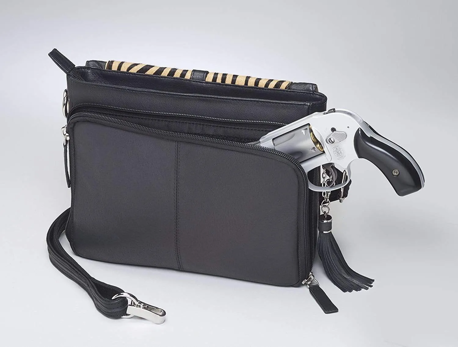 Concealed Carry Zebra Hair-On Shoulder Clutch by Gun Tote'n Mamas