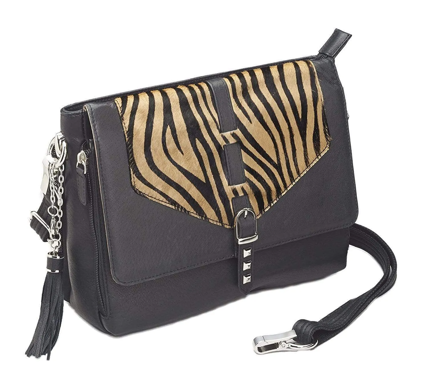 Concealed Carry Zebra Hair-On Shoulder Clutch by Gun Tote'n Mamas