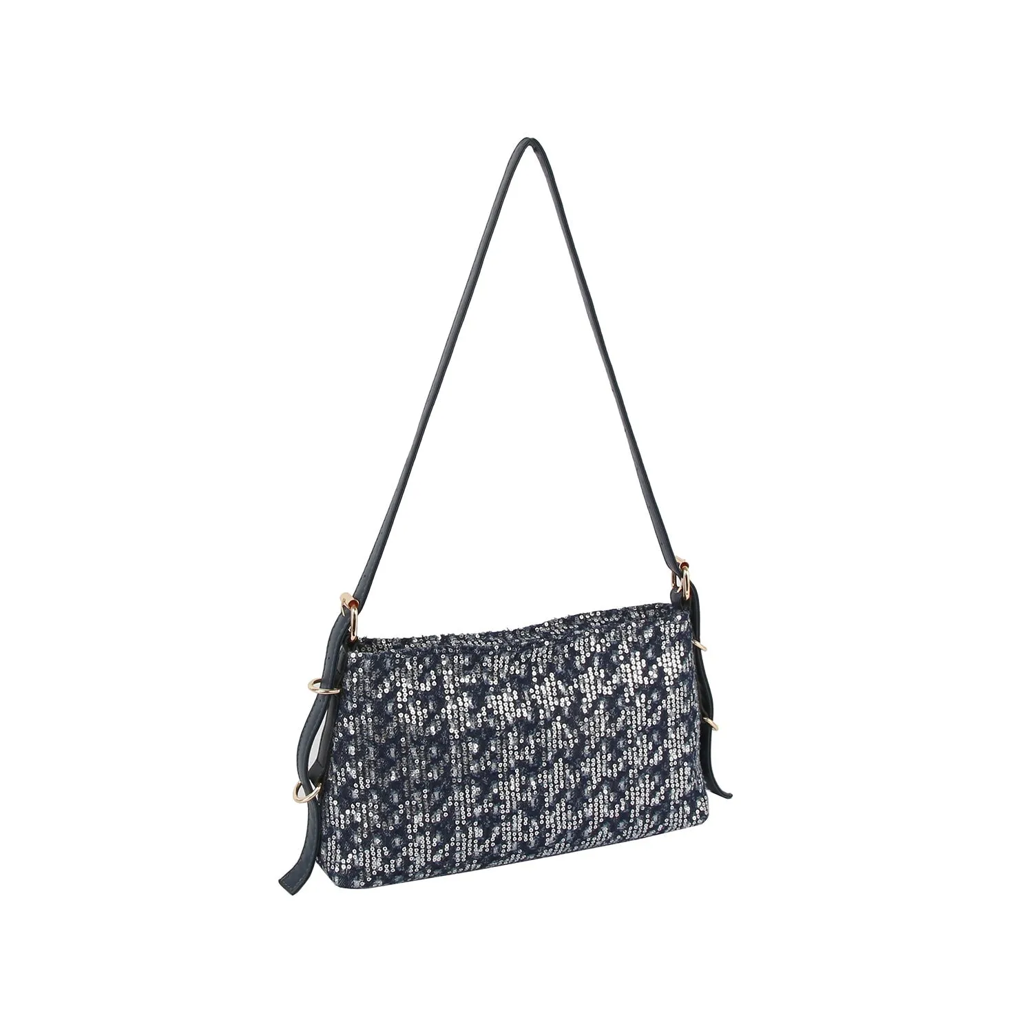 Denim and spangle daily shoulder bag