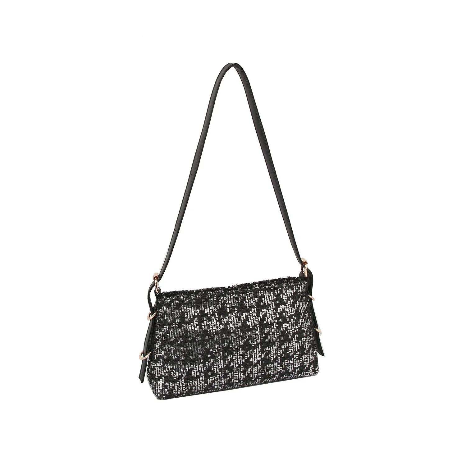 Denim and spangle daily shoulder bag