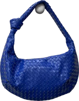 Ego Woven Knotted Strap Detail Oversized Shoulder Bag In Blue Faux Leather One Size