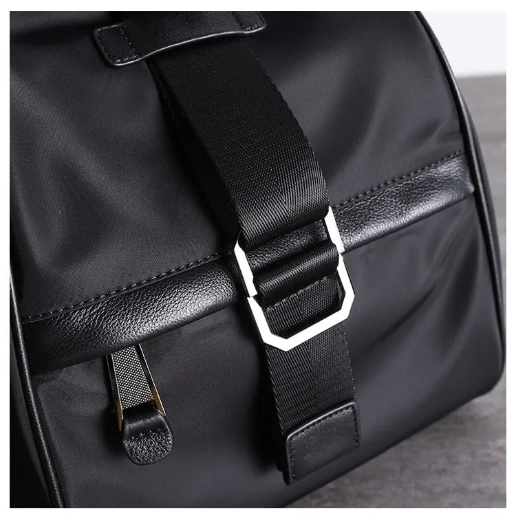 Girl Black Nylon Leather Satchel Rucksacks Bag Womens School Backpack Purse Nylon Leather Travel Rucksack for Ladies