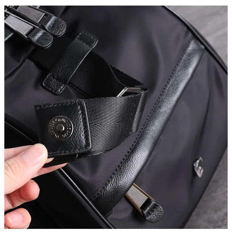 Girl Black Nylon Leather Satchel Rucksacks Bag Womens School Backpack Purse Nylon Leather Travel Rucksack for Ladies