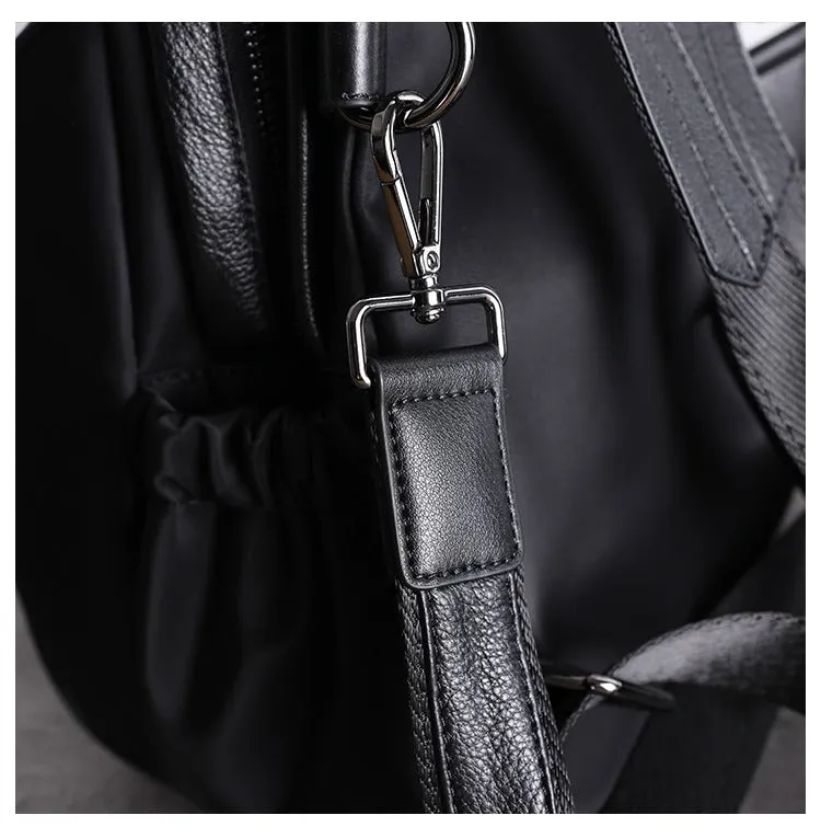 Girl Black Nylon Leather Satchel Rucksacks Bag Womens School Backpack Purse Nylon Leather Travel Rucksack for Ladies