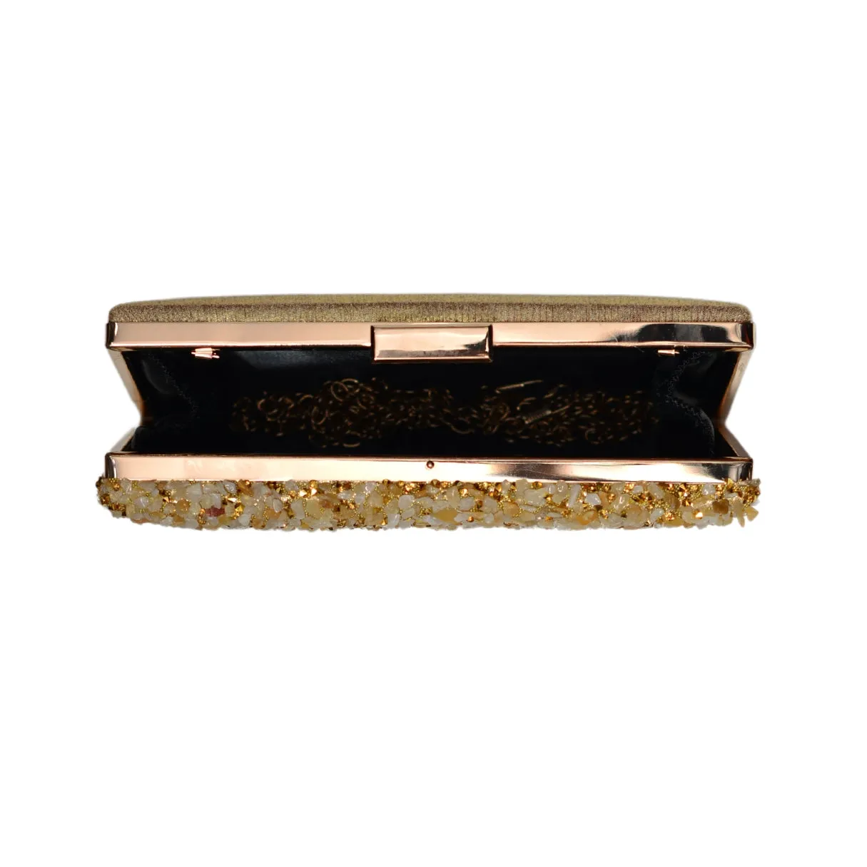 Gold Gravel Stone Metallic Evening Clutch
