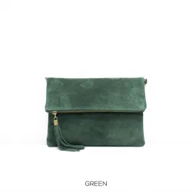 Green Suede Clutch Bag