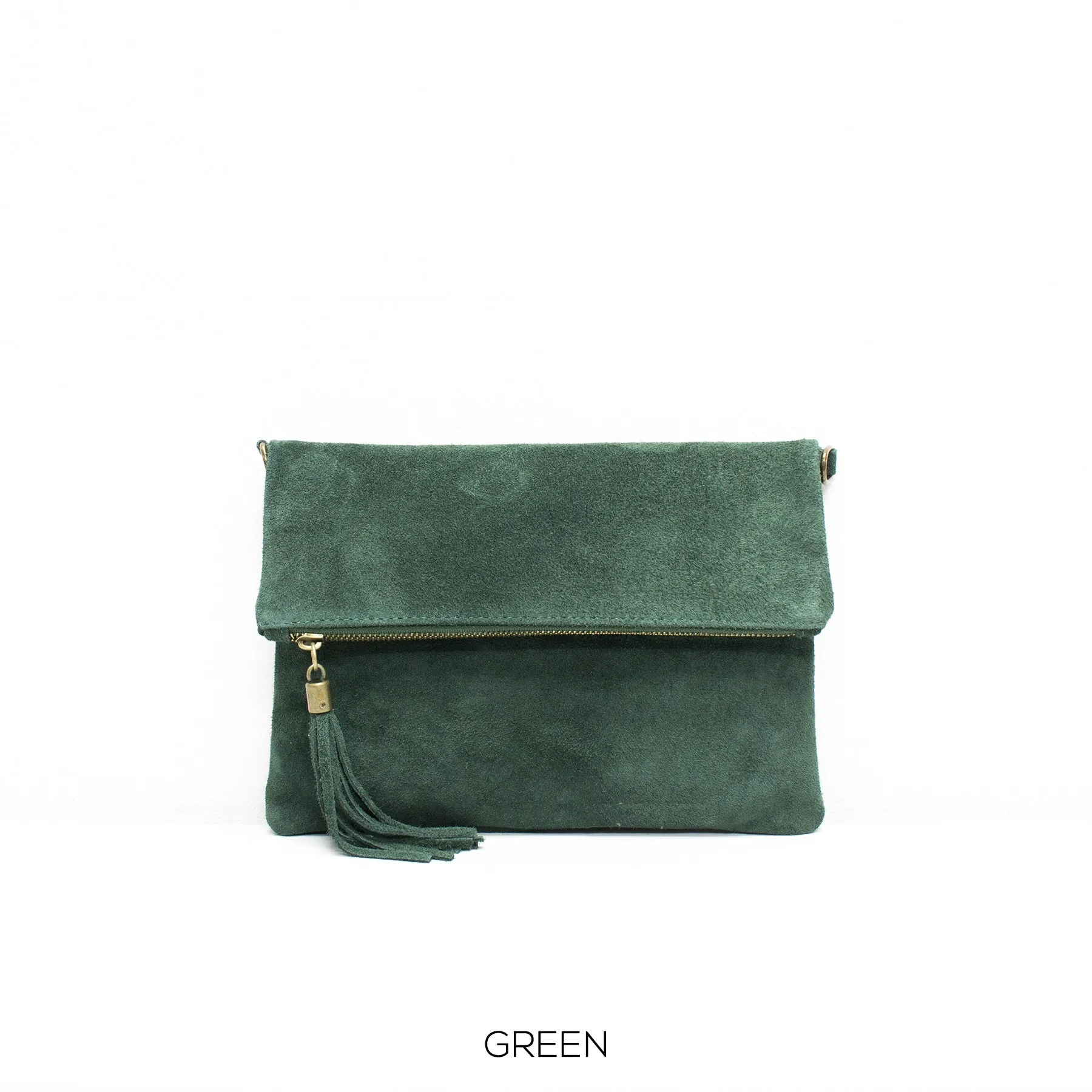 Green Suede Clutch Bag