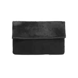Half Calf and Suede Fold-Over Clutch - SOLIN