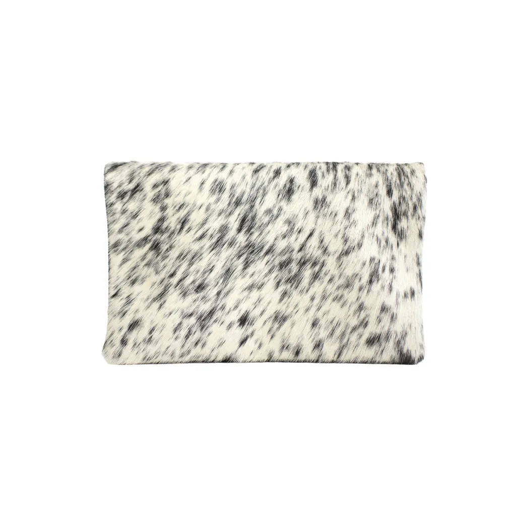 Half Calf and Suede Fold-Over Clutch - SOLIN