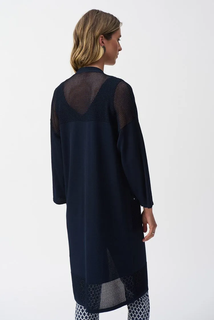 Joseph Ribkoff Ladies Midnight Blue Metallic Sweater Knit Poncho Top