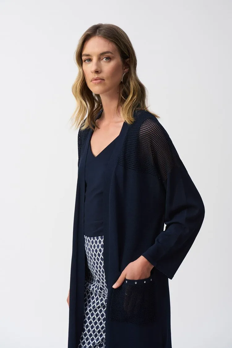 Joseph Ribkoff Ladies Midnight Blue Metallic Sweater Knit Poncho Top