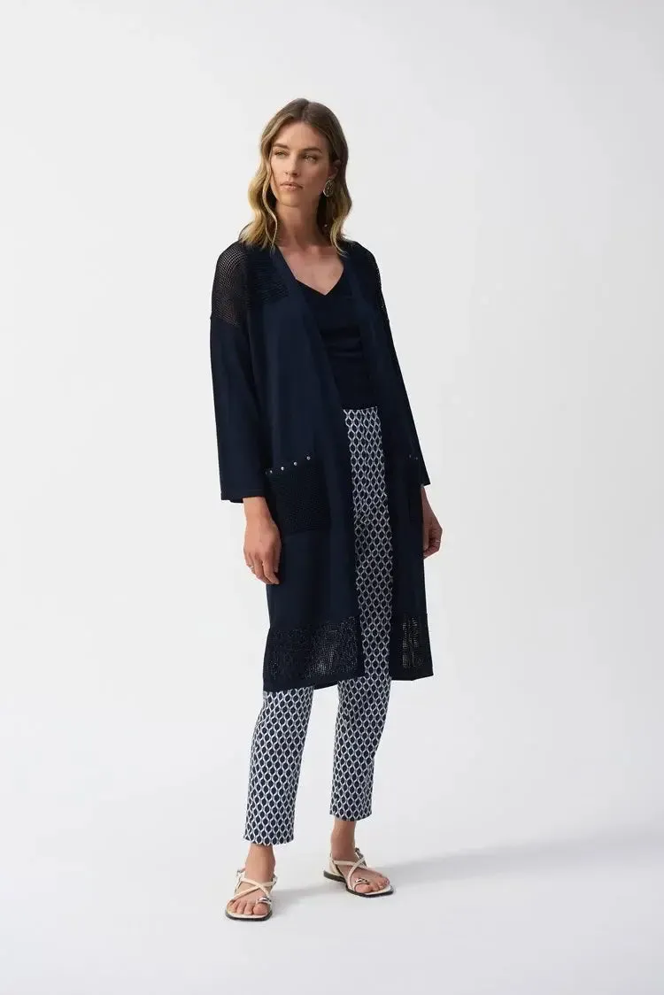Joseph Ribkoff Ladies Midnight Blue Metallic Sweater Knit Poncho Top