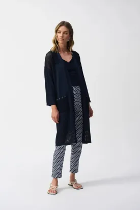 Joseph Ribkoff Ladies Midnight Blue Metallic Sweater Knit Poncho Top