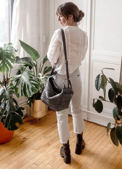 Joy Susan Brenna Woven Bowler Satchel