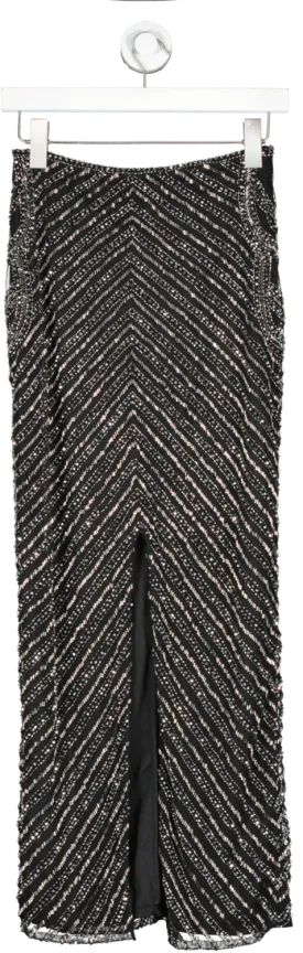 Karen Millen Black Embellished Beaded Woven Co Ord Skirt UK 6