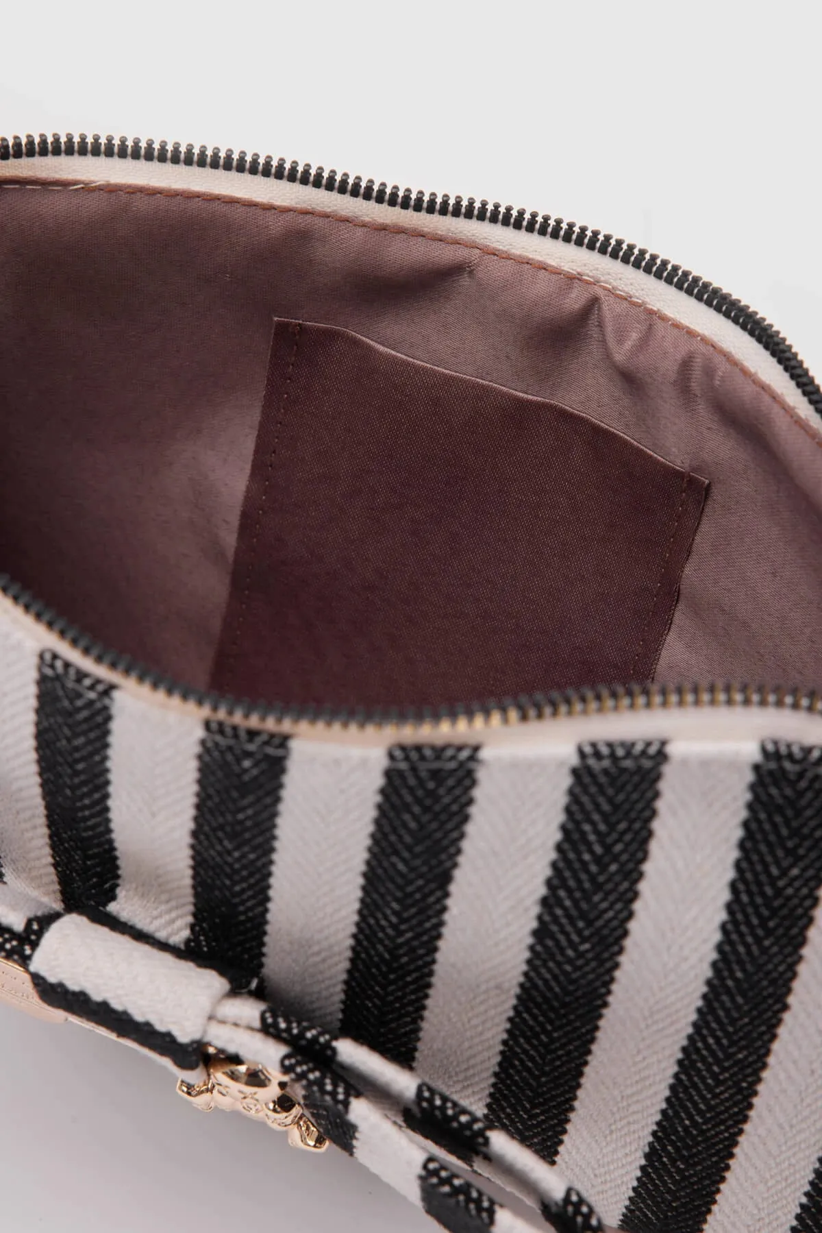 Kate Black Buckled Denim Baguette Bag