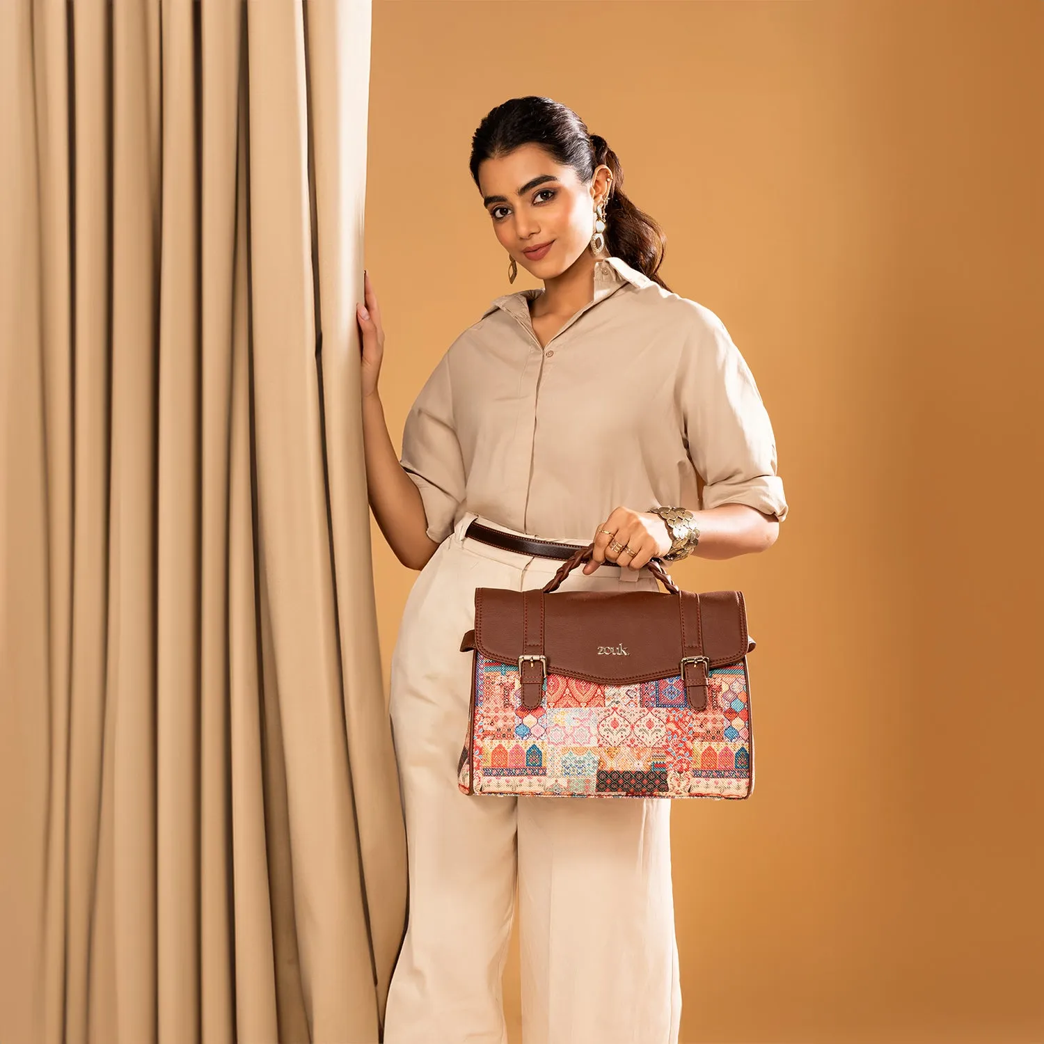 Konkona Heritage Satchel Bag - Kutch Gamthi