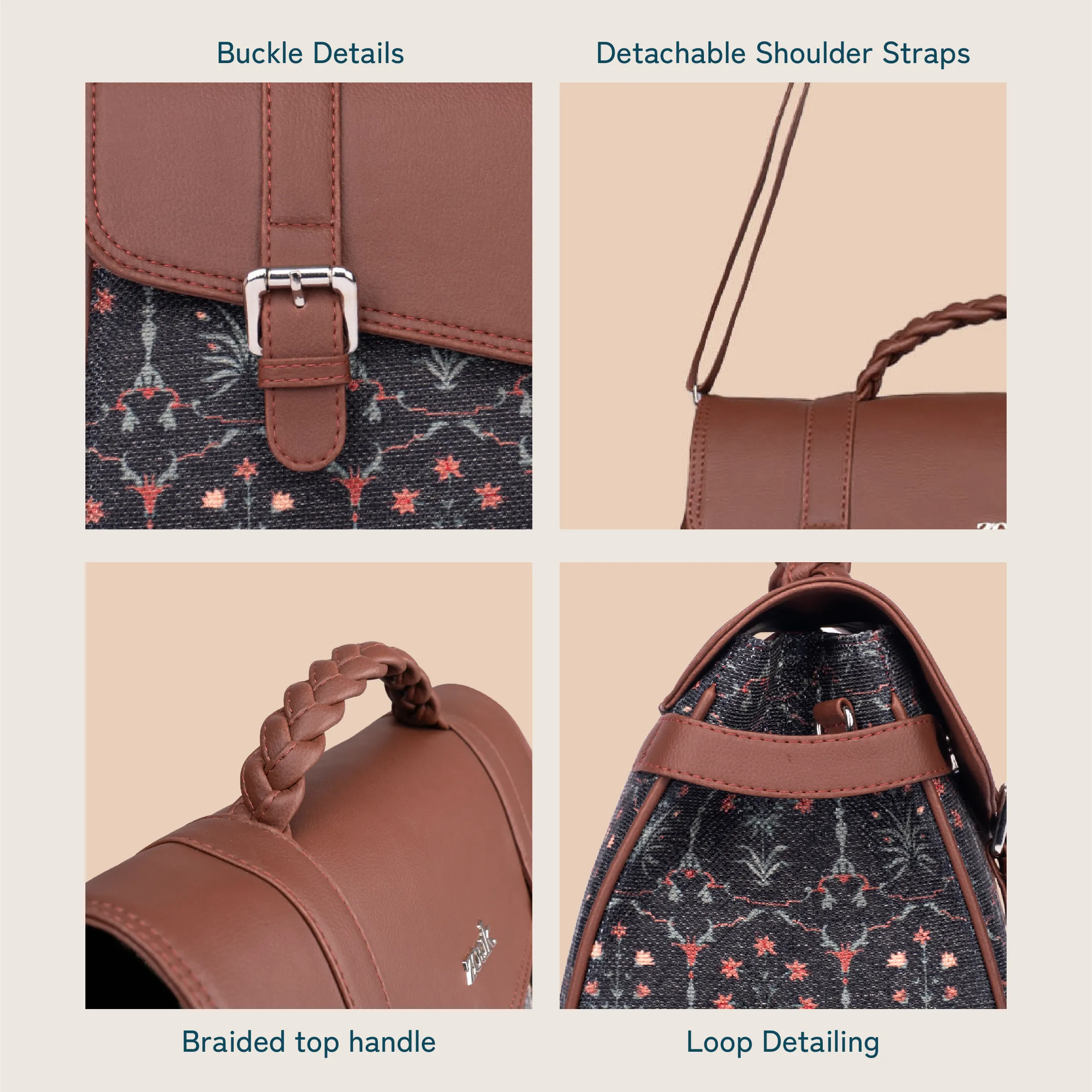 Konkona Heritage Satchel Bag - Taj Guldasta