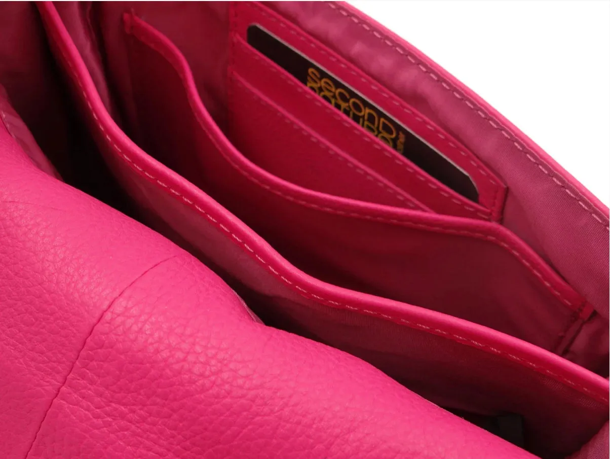 Leather Small Cross Body Bag Fuchsia