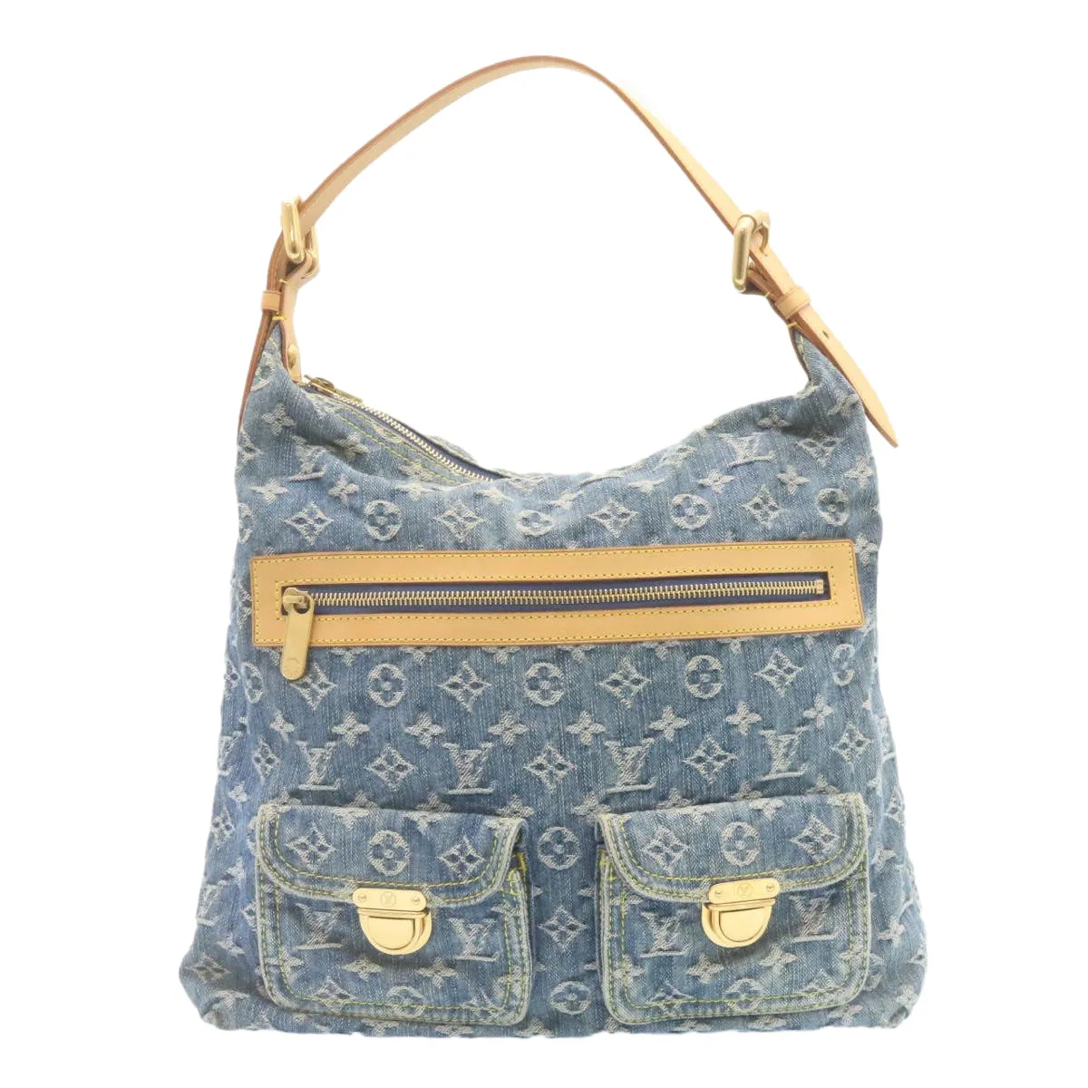 LOUIS VUITTON Monogram Denim Buggy GM Shoulder Bag Blue M95048 LV Auth 28314A