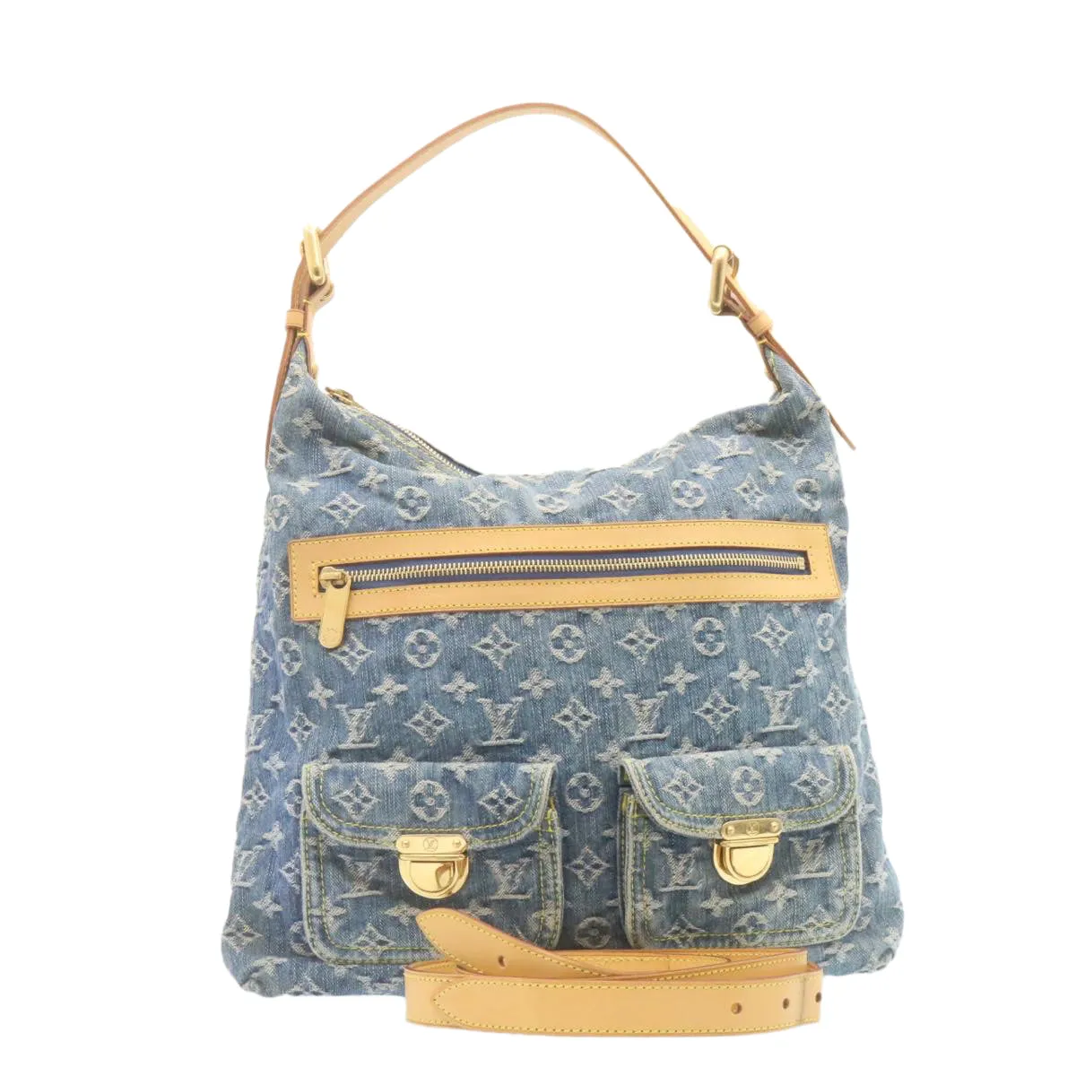 LOUIS VUITTON Monogram Denim Buggy GM Shoulder Bag Blue M95048 LV Auth 28314A