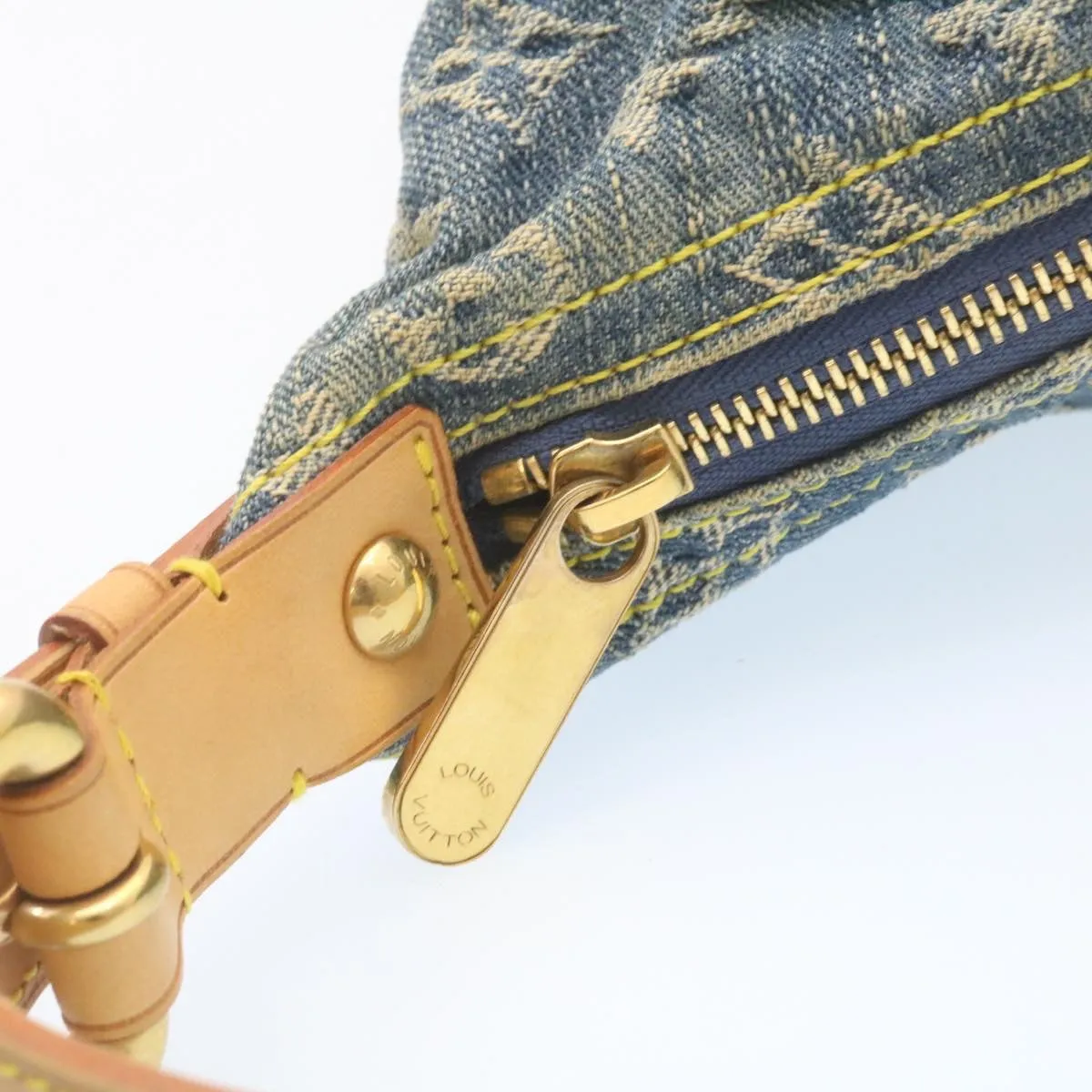 LOUIS VUITTON Monogram Denim Buggy GM Shoulder Bag Blue M95048 LV Auth 28314A