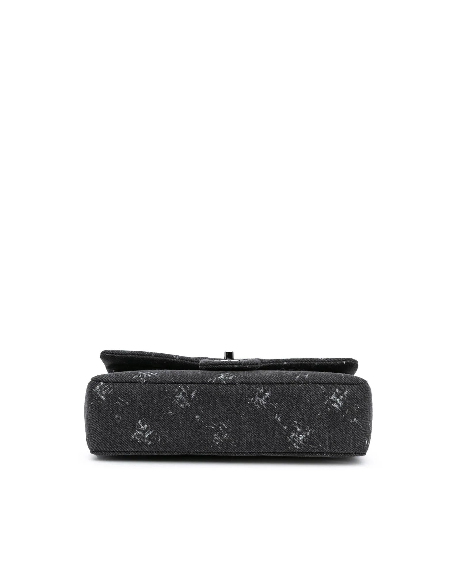 Medium Denim Double Flap Shoulder Bag with Woven Chain Straps
