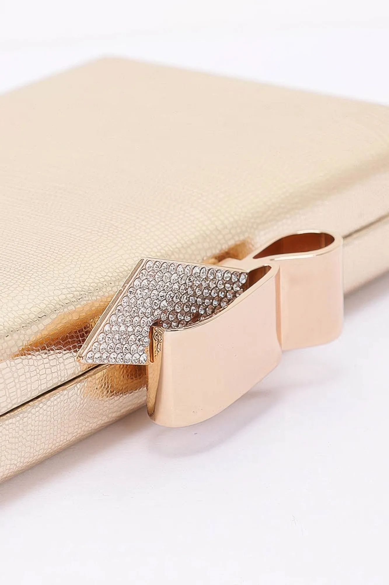 Metal Ribbon Top Case Clutch