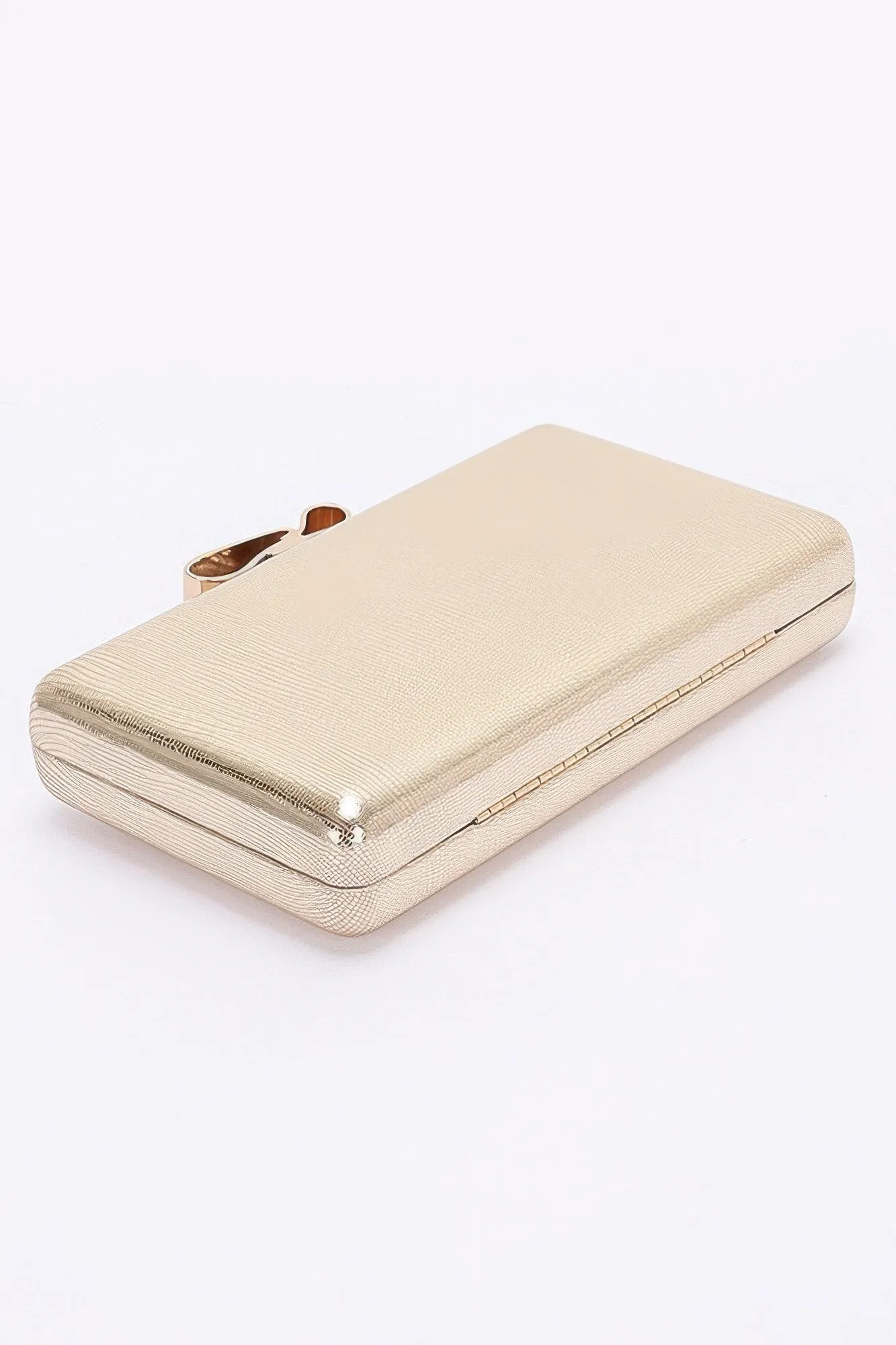 Metal Ribbon Top Case Clutch