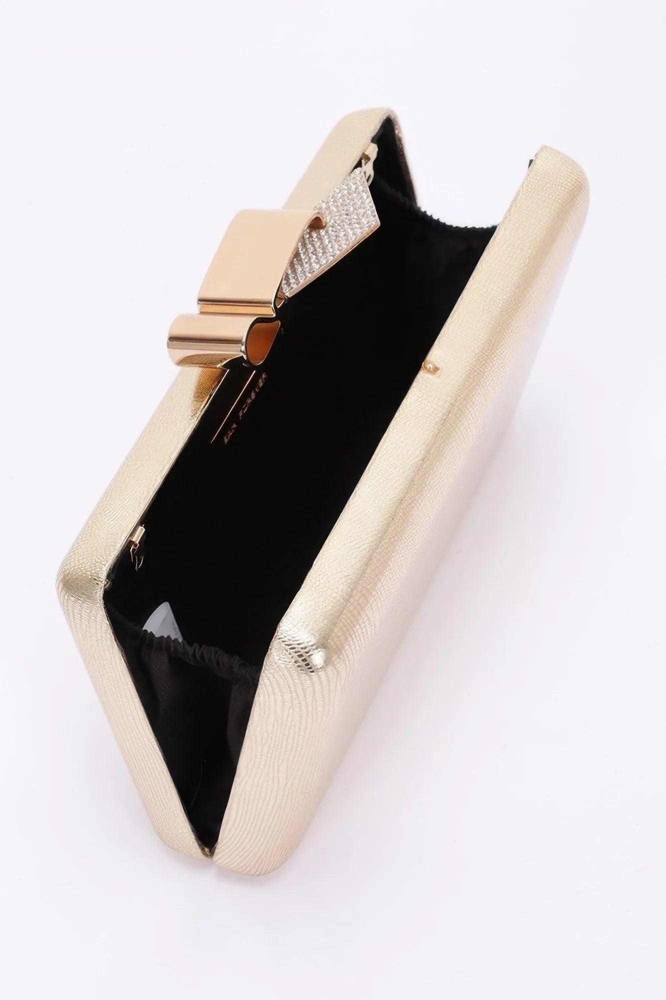 Metal Ribbon Top Case Clutch