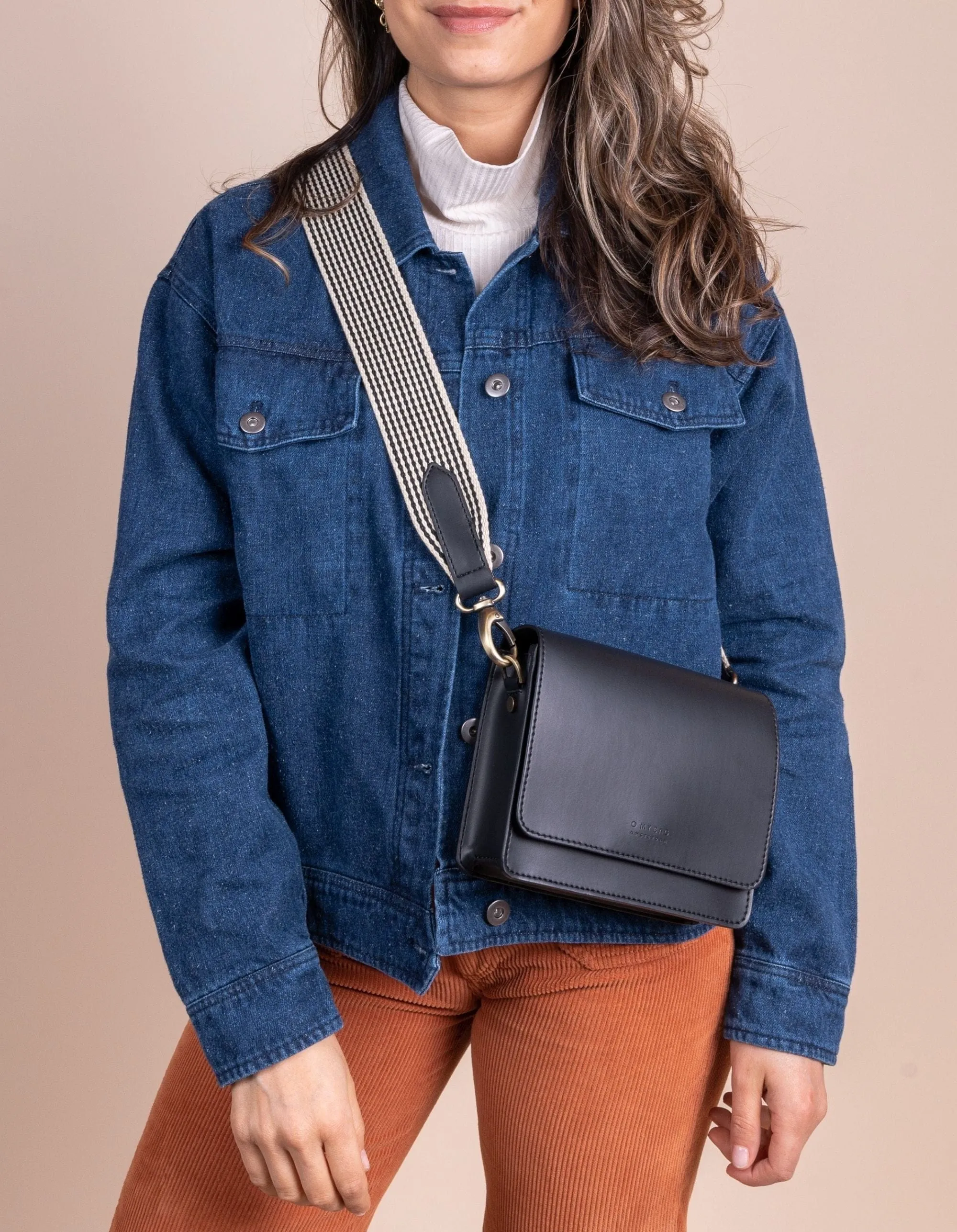 Mini Audrey Apple Leather Vegan Crossbody | Black