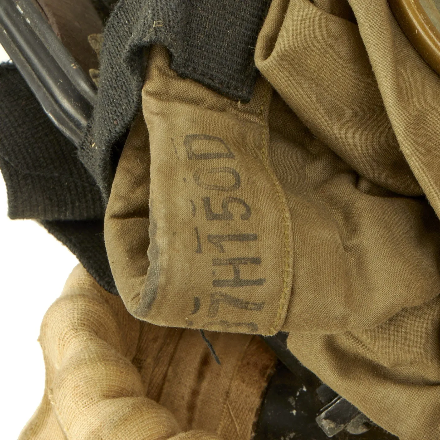 Original U.S. WWI M1917 Textured Paint Doughboy Helmet with SBR Gas Mask & Filter in Bag